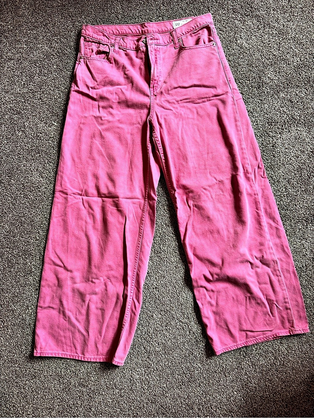 Gap Baggy Mid Rise Ultrasoft Denim Jeans Pink Wide Leg Cotton Pants Waist 29